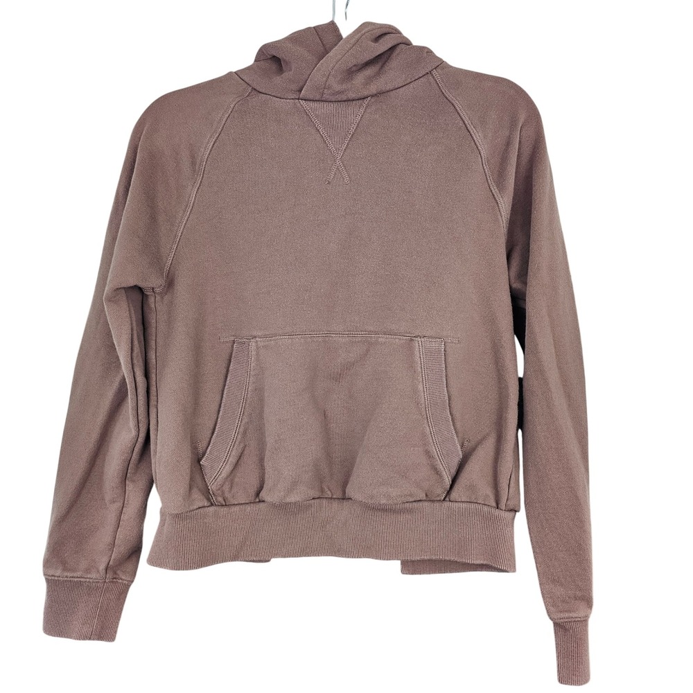 Athleta Women's XS‎ Mauve Brown Cotton Split Back French Terry Hoodie Sweatshirt